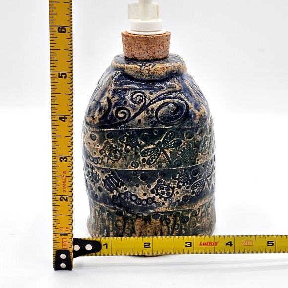 Artisan Studio Pottery Soap Lotion Pump Dispenser Textured Stoneware New - Picture 6 of 7